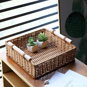 Bobai Factory <span class=keywords><strong>Panier</strong></span> <span class=keywords><strong>de</strong></span> rangement en rotin en plastique avec poignées en bois Boîte à serviettes <span class=keywords><strong>Panier</strong></span> à <span class=keywords><strong>fruits</strong></span> Plateau <span class=keywords><strong>de</strong></span> rangement pour maquillage avec <span class=keywords><strong>livraison</strong></span> rapide - Product Image 3