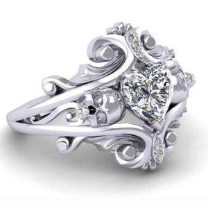 Anello Punk a Forma di Cuore con Teschio per Donne, Accessorio da Dito Audace e alla Moda, Regalo per Feste - Product Image 4