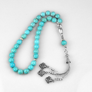 Perline del <span class=keywords><strong>rosario</strong></span> musulmano fatte a mano 33 turchese Misbaha <span class=keywords><strong>rosario</strong></span> musulmano regalo pietra preziosa 10mm Tasbih gioielli islamici all'ingrosso - Product Image 3