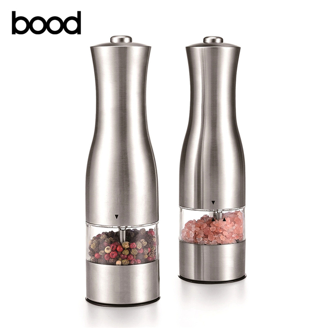 Electric Pepper Grinder or Salt Grinder Mill, Battery Operated with Light and Adjustable Ceramic Grinder