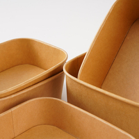 Boîte à bento carrée durable en papier kraft imperméable, vente en gros, boîte à emporter pour la cuisine japonaise, les repas occidentaux, les pique-niques, les buffets