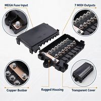 Bloc de distribution de fusibles Mega MIDI haute intensité, 1 entrée 7 sorties, 12V 24V 32V DC, boîte à fusibles pour camping-car, bateau, camion, marine