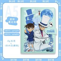 Carnets A5 Papeterie Detective Conan Kudou Shinichi Imprimé Papier ligné à feuilles mobiles Artisanat d'écriture Anime Carnet à boucle en cuir