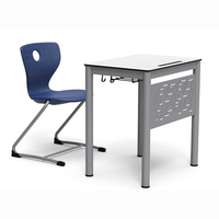 Ensemble bureau et chaise individuels en bois pour salle de classe - Mobilier scolaire