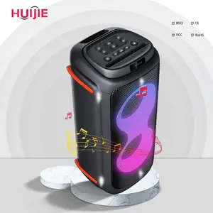 Partybox haut-parleur bluetoothbox étanche et anti-poussière pour extérieur double haut-parleur portable de 6.5 pouces avec poignée haut-parleurs de fête à lumière LED