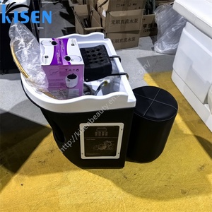 Bac à shampoing Kisen durable pour salon de coiffure avec raccordement aux tuyaux, modèle de machine à laver les cheveux avec luminothérapie et circulation d'eau - Product Image 5