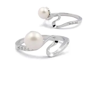 Wholesale 925 sterling silver real fresh water pearl ring fine jewelry rings