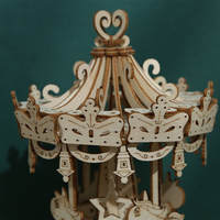 Décoration de bureau, puzzle en bois découpé au laser 3D, assemblage DIY, jouet carrousel pour les enfants de 5 à 7 ans