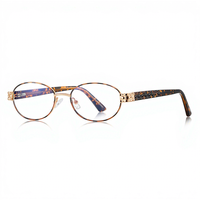 Lunettes anti-lumière bleue 3165, monture optique ovale à branches larges en fil doré, style chic original, motif géométrique