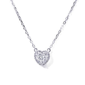 Collar con Piedra Central de Moissanita Tianyu, Corte Corazón con Halo, Pequeño y Exquisito, Ideal para Regalo de Aniversario para Chicas - Product Image 1