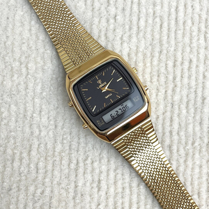 Montre unisexe décontractée et tendance 2026 Amber Gold Rétro à double affichage cristal, étanche - Product Image 3