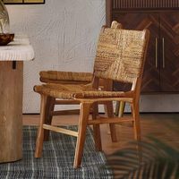 Chaise de salle à manger en bois massif, chaise de loisirs, mobilier rétro tressé à la main, dossier pour maison d'hôtes, usage domestique, chaise de salle à manger pour balcon