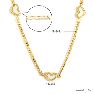 Collar de Acero Inoxidable Chapado en Oro PVD de 18K de Moda, Cadena Gruesa con Colgante de Corazón de Concha Simple para Mujer - Product Image 6