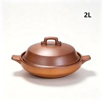 Casserole en céramique 2L style pastoral, avec couvercle en dôme rétro, résistante à la chaleur, compatible induction et gaz, antiadhésive et durable