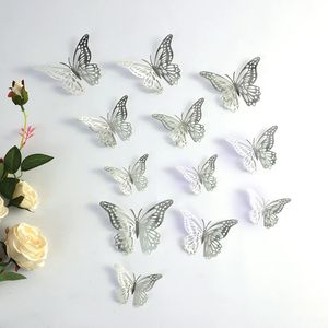 12 Piezas de Decoración de Pared con Mariposas 3D, Adhesivos de Mariposas con Diseño Hueco de PET para Bodas, Fiestas, Decoración de Paredes de Dormitorios - Product Image 3