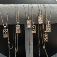 ODM Collier Femme Perhiasan Kalung Kartu Tarot Zirkon Tetes Persegi Panjang Baja Tahan Karat