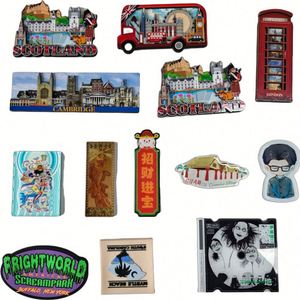 Aimants de réfrigérateur en bois personnalisés avec logo, dessin animé 3D mignon et sûr, cadeau d'anniversaire pour enfants, thèmes voiture, ville, château - Product Image 6