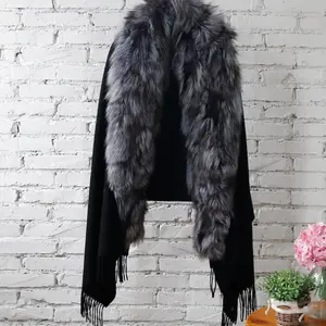 Nuove Sciarpe alla Moda dal Design Raffinato Scialli in Vera Pelliccia di Volpe Nera per Donne - Product Image 1