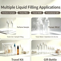 Flacon vaporisateur de parfum miniature rechargeable en verre borosilicate de 3 ml/5 ml/10 ml, diamètre 15 mm, avec pompe à vis.