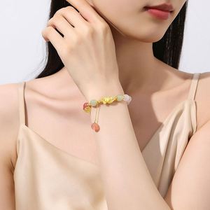 Trendy Style Chinese Pastoral Hanfu <b>Beaded</b> <b>Bracelets</b> for Women Lotus Blossom <b>Bracelet</b> Natural Crystal Gemstone Beads <b>Bracelet</b> - Product Image 3