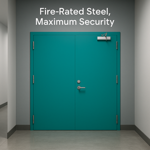 Stile di Design industriale <span class=keywords><strong>porta</strong></span> tagliafuoco in acciaio zincato blu con garanzia di 5 anni per il centro commerciale appartamento ospedale e Hotel antincendio - Product Image 3