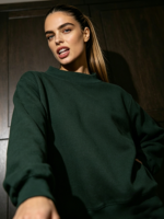 Sweat-shirt contemporain ample à col montant pour femmes et adolescentes 2026 – Coupe courte oversize à manches longues – Tendance hiver