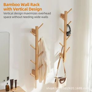 Solid wood wall-mounted multi-purpose <b>clothes</b> <b>rack</b> for bedrooms, behind doors, and in entryways; also suitable for hanging - Product Image 4
