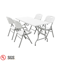 Table pliante en plastique HDPE, pour Banquet, Restaurant, blanc, Table à manger pliable avec 4 chaises pliantes, bon marché, collection