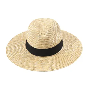 EU American Spring Summer Fashion Ribbon Wide Brim Fedora Straw Caps Jazz Panama Natural Wheat Straw Hat