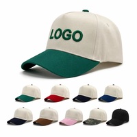Casquette de baseball 5 panneaux en coton contrasté, personnalisable avec logo OEM/ODM, style streetwear, livraison immédiate, faible MOQ, échantillon disponible.