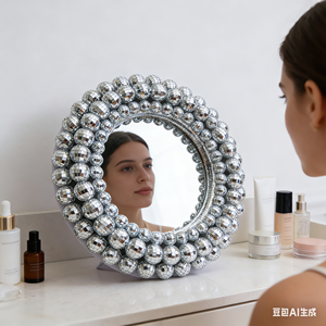 Miroir de maquillage Chuang De avec lumières, miroir de coiffeuse scintillant pour la décoration de la chambre à coucher, table de toilette - Product Image 2