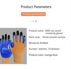 Gants de travail de sécurité à écran tactile ultra-minces 400V pour électriciens Gants isolés dédiés à basse tension enduits de latex et de PU - Product Image 2