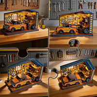 Kit de maison miniature à construire soi-même, puzzle en bois 3D avec lumières LED, modèle de maison de poupée atelier de réparation automobile, cadeau créatif pour adultes