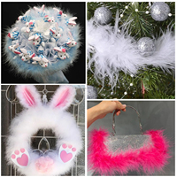 Boa en Plumes de Marabout Naturelles en Gros, Plumes de Dinde Naturelles, 2 Yards, 22g, Boa en Plumes Moelleuses pour Bricolage, Artisanat, Mariage, Fête, Costume de Fête