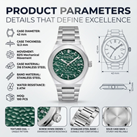 Montre automatique pour homme en acier inoxydable, cadran squelette, étanche, montre de luxe pour affaires, date, calendrier, logo personnalisé OEM