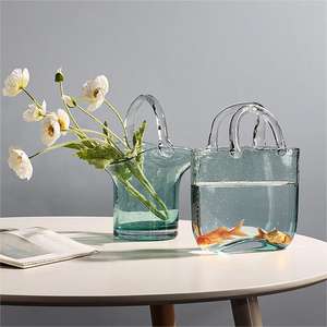 Florero de vidrio para decoración del hogar, texturizados bolsa personalizada de brotes, Vintage Ins, cerámica, conjunto moderno, nórdico, China - Product Image 2