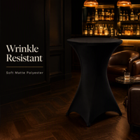 Housse de table cocktail extensible ajustée pour table haute ronde – Idéale pour la restauration, les mariages, les réceptions, les événements – Fournitures personnalisées pour organisateurs de fêtes