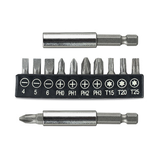 Yunbei YB <b>Bit</b> <b>Set</b> 60mm Extension Rod 10pc Metric Carbon Steel <b>Screwdriver</b> <b>Bits</b> With Base And Extension Rod - Product Image 1