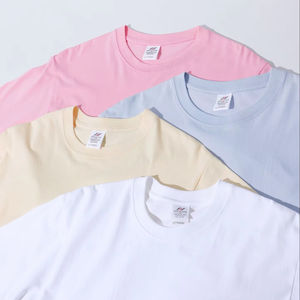 Marchio di moda Casual mezza manica t-shirt <span class=keywords><strong>bianca</strong></span> 230g cotone pesante tinta unita taglie da uomo e da donna-Logo personalizzato all'ingrosso O collo - Product Image 1