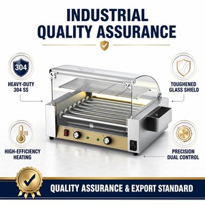 Grill à hot-dogs électrique commercial 110V 220V avec protection anti-éclaboussures en verre pour saucisses, hot-dogs, supérette, snack-bar - Product Image 3