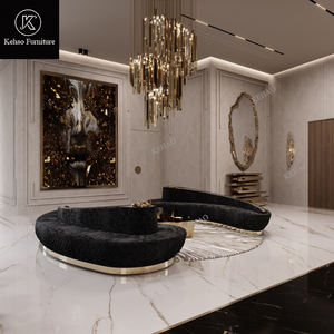 Sofá Moderno de Lujo de Terciopelo con Respaldo de Latón Forjado a Mano, Carcasa Artística de Metal Fundido, Sofá de 3 Plazas para Sala de Estar de Villa de Alta Gama - Product Image 2