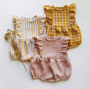 Simple Unisexe Garçons Filles Tenues Décontractées Lin Doux Boutonnage Sans Manche Infantile Barboteuse - Product Image 6