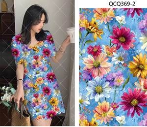 Nuevo Estilo y Moda, Tela de Rayón 100% <span class=keywords><strong>con</strong></span> Estampado Floral Digital Personalizado, Tela de Rayón <span class=keywords><strong>con</strong></span> Acabado Antiarrugas para Vestidos - Product Image 6