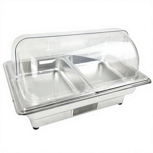 Chauffe-plats électrique en acier inoxydable, chauffe-plats carré, conservation de la chaleur, couvercle rabattable, couvercle à roulettes, <span class=keywords><strong>buffet</strong></span> commercial - Product Image 2
