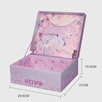 Boîte cadeau exquise rose style parc d'attractions 3D, taille personnalisée, présentation de scène, motif dessin animé, doublure en éponge, lamination mate magnétique