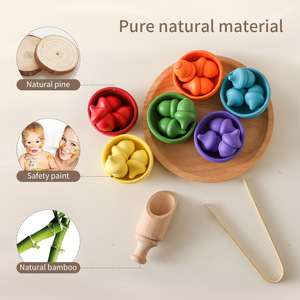 Montessori Waldorf Cầu Vồng Đầy Màu Sắc Acorn Phân Loại Bát Set Với Kẹp Scoop Đồ Chơi Cho Học Tập Nhà Trường Đồ Chơi Quà Tặng - Product Image 4