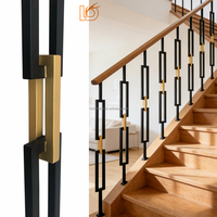 Balustre d'escalier en fer forgé à double rectangle, maillon de chaîne doré moderne, pour rampe d'escalier intérieure en bois, directement de l'usine