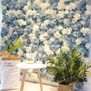 Pannello Murale di Fiori Artificiali 3D in Seta Fatti a Mano <span class=keywords><strong>con</strong></span> Rose e Ortensie, Base in Tessuto, Eco-Friendly, Sfondo Floreale Moderno per - Product Image 6
