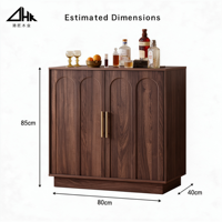 Armoire à vin en noyer avec porte cintrée, porte-bouteilles, porte-verres, poignées en laiton, meuble bar en bois pour salle à manger et salon
