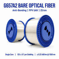 Kabel Serat Optik 0.25mm G657A2 Gulungan Serat Tanpa Pelapis FPV UAV Tali Tak Terlihat 0.22dB/km 25km 50km